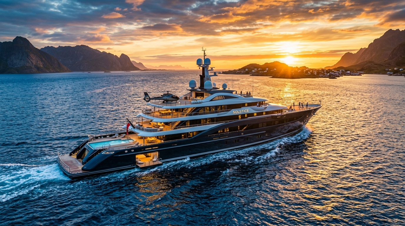 Luxury Yacht at Sunset
